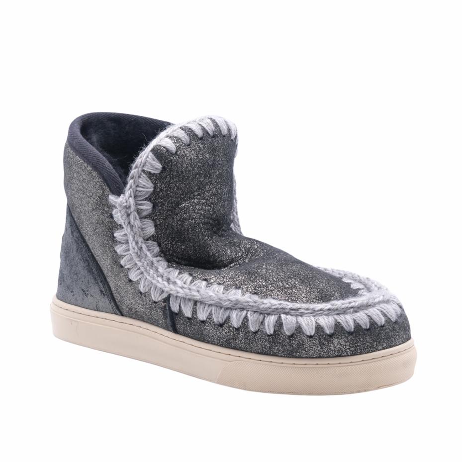 Stivaletto Mou Mini Eskimo Sneaker in montone cracklè nero | H-Brands