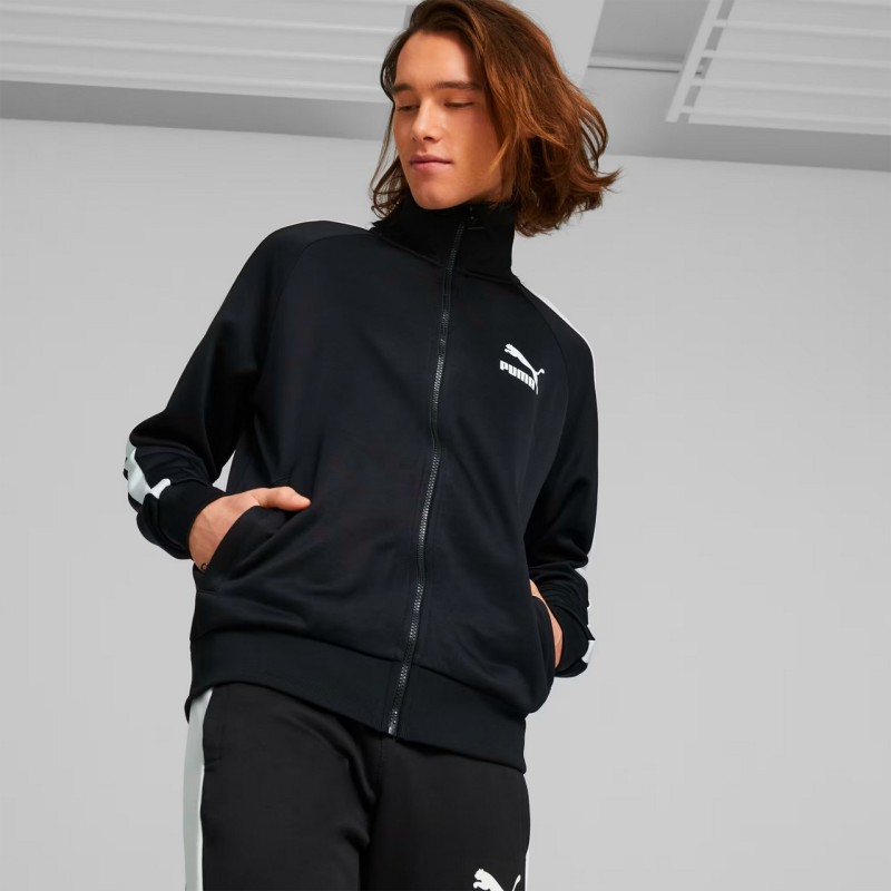 Puma Iconic T7 tRACK Felpa Zip Intera Uomo Ragazzo Nera - Foto 7 di 9