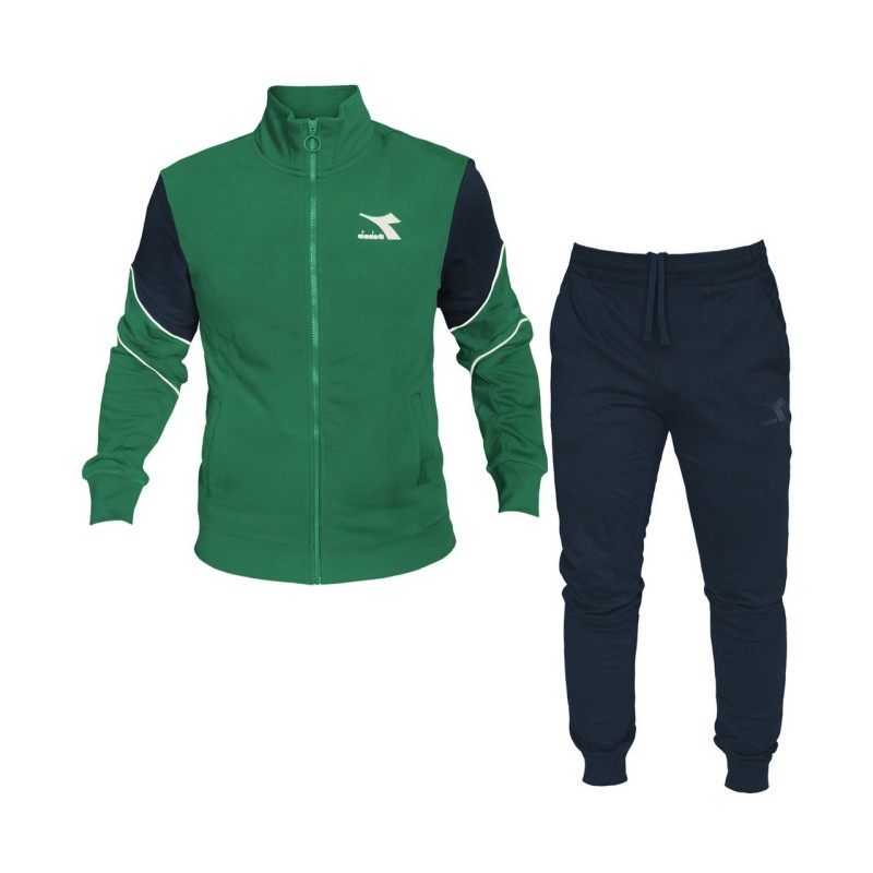 Diadora Trainingsanzug Hoodie Overall Zip Kapuze Herren Junge Grün - Bild 7 von 9