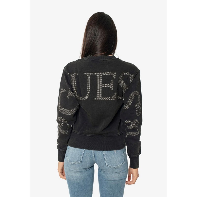 Guess Sudadera Cuello Redondo Mujer Chica Negra Logo - Imagen 9 de 9