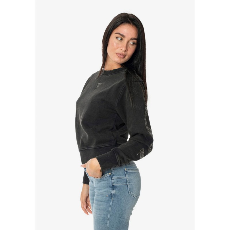 Guess Sudadera Cuello Redondo Mujer Chica Negra Logo - Imagen 6 de 9