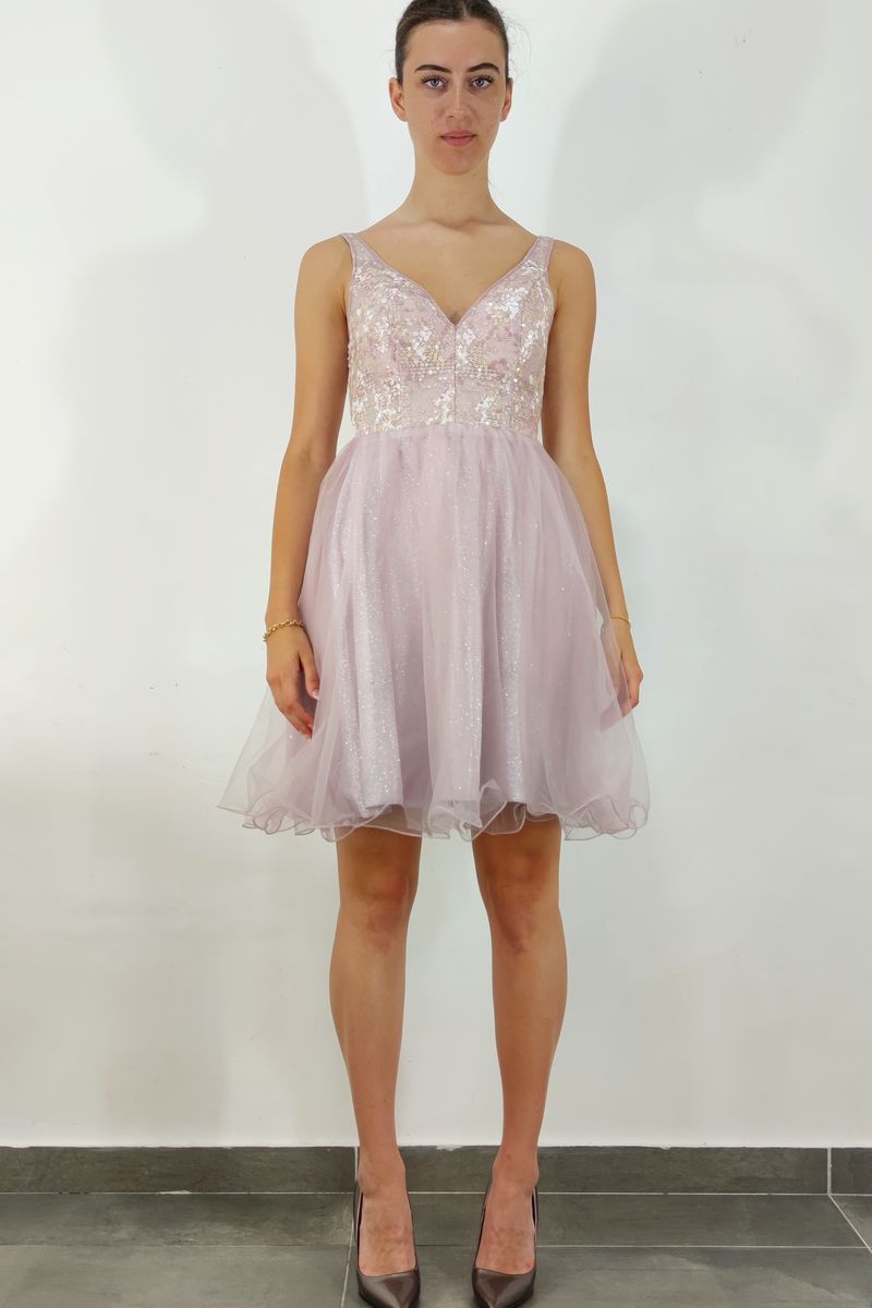 Abito corto con gonna di tulle-ANNA
