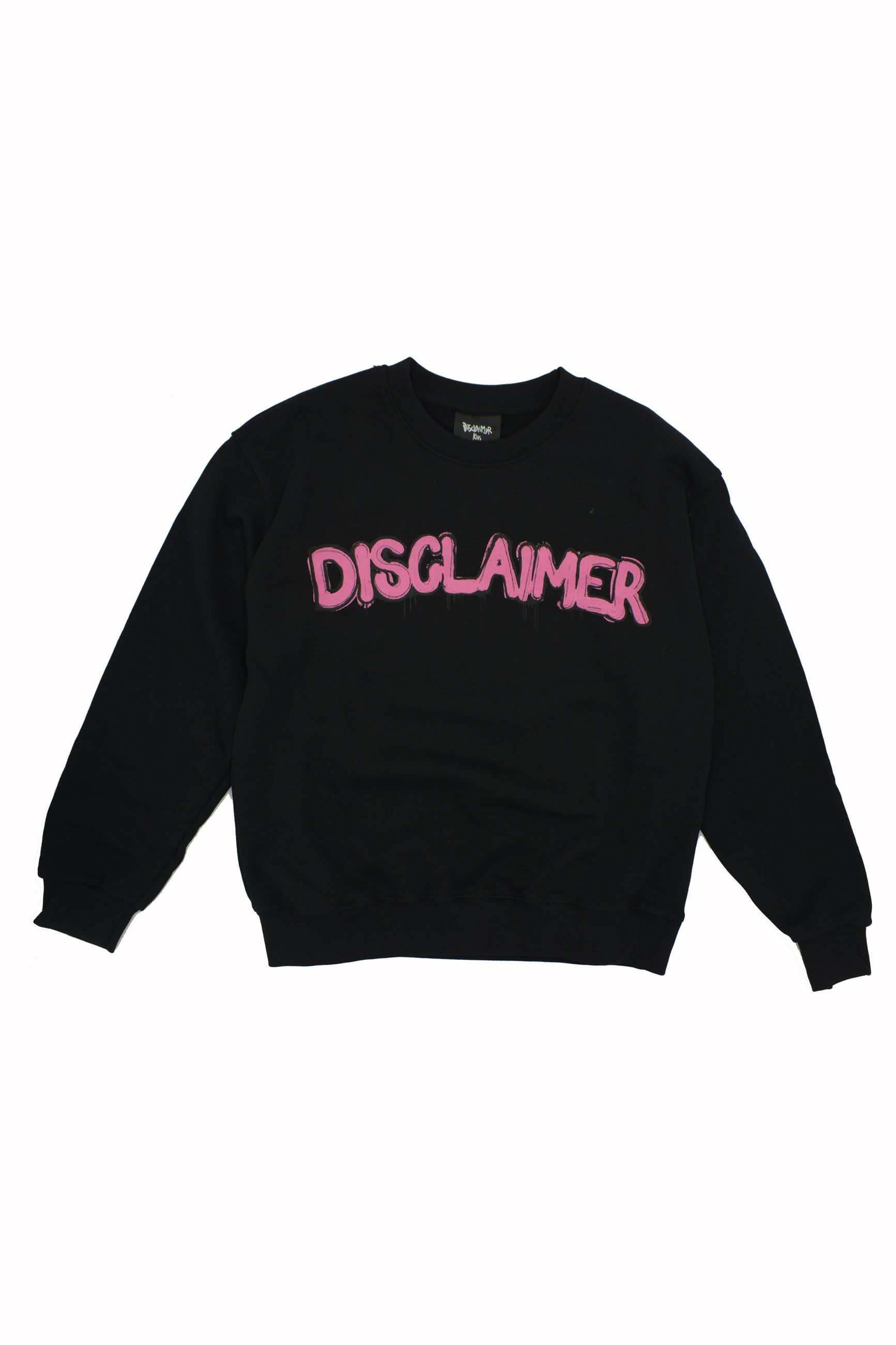 Disclaimer Felpa Nera Con Rosa Disclaimer Bambina Felpa Nera Con Logo