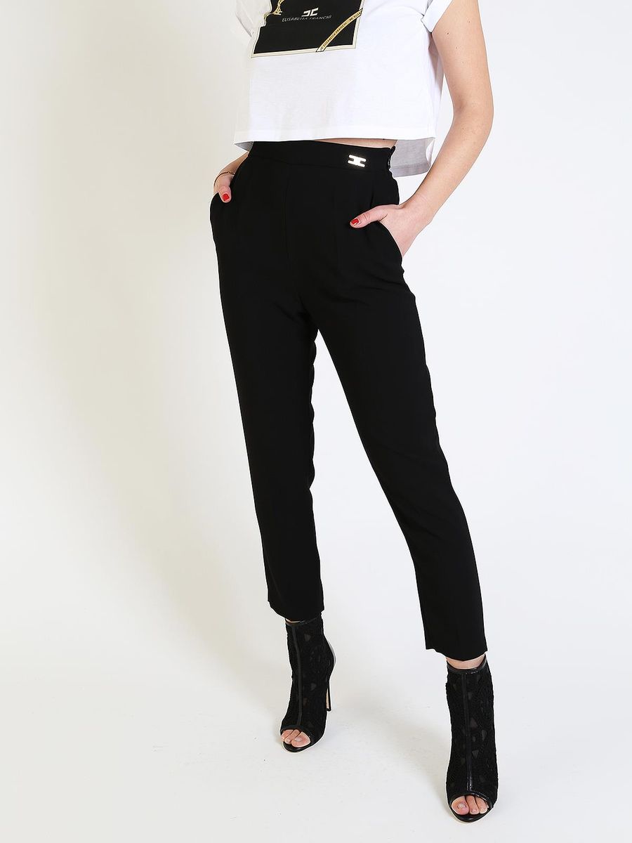 Elisabetta Franchi pantalone a vita alta con fascia PA11981E2 | Pipol Shop  Online