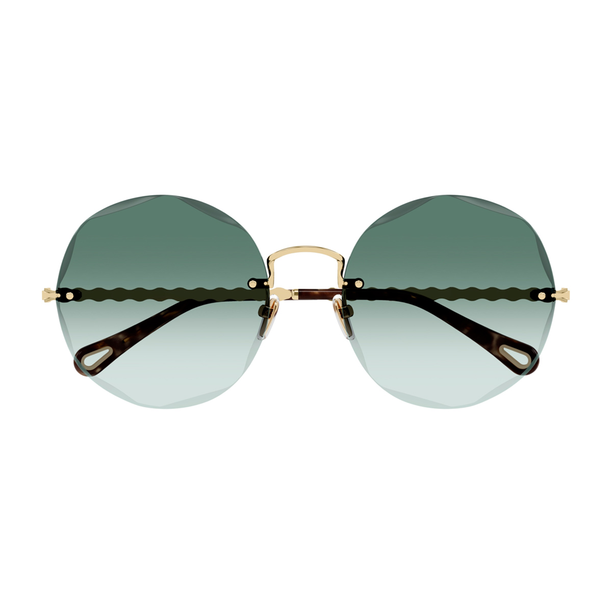 Chloé Women's Oro Ch0254s Linea 003 Gold Green Metal Occhiali Da Sole