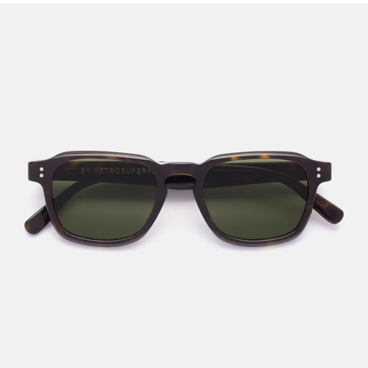 Retrosuperfuture Unisex Marrone Luce 3627 Green Havana Acetate Occhiali Da Sole