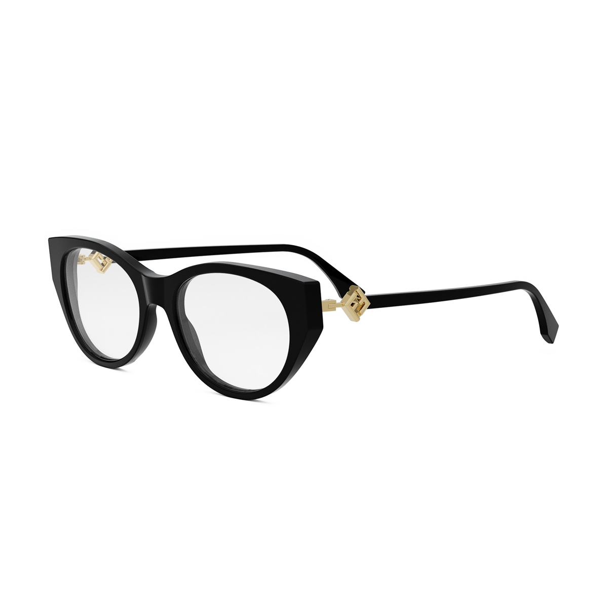 Fendi Women's Nero Fe50099i Ff Diamonds 001 Acetate Occhiali Da Vista