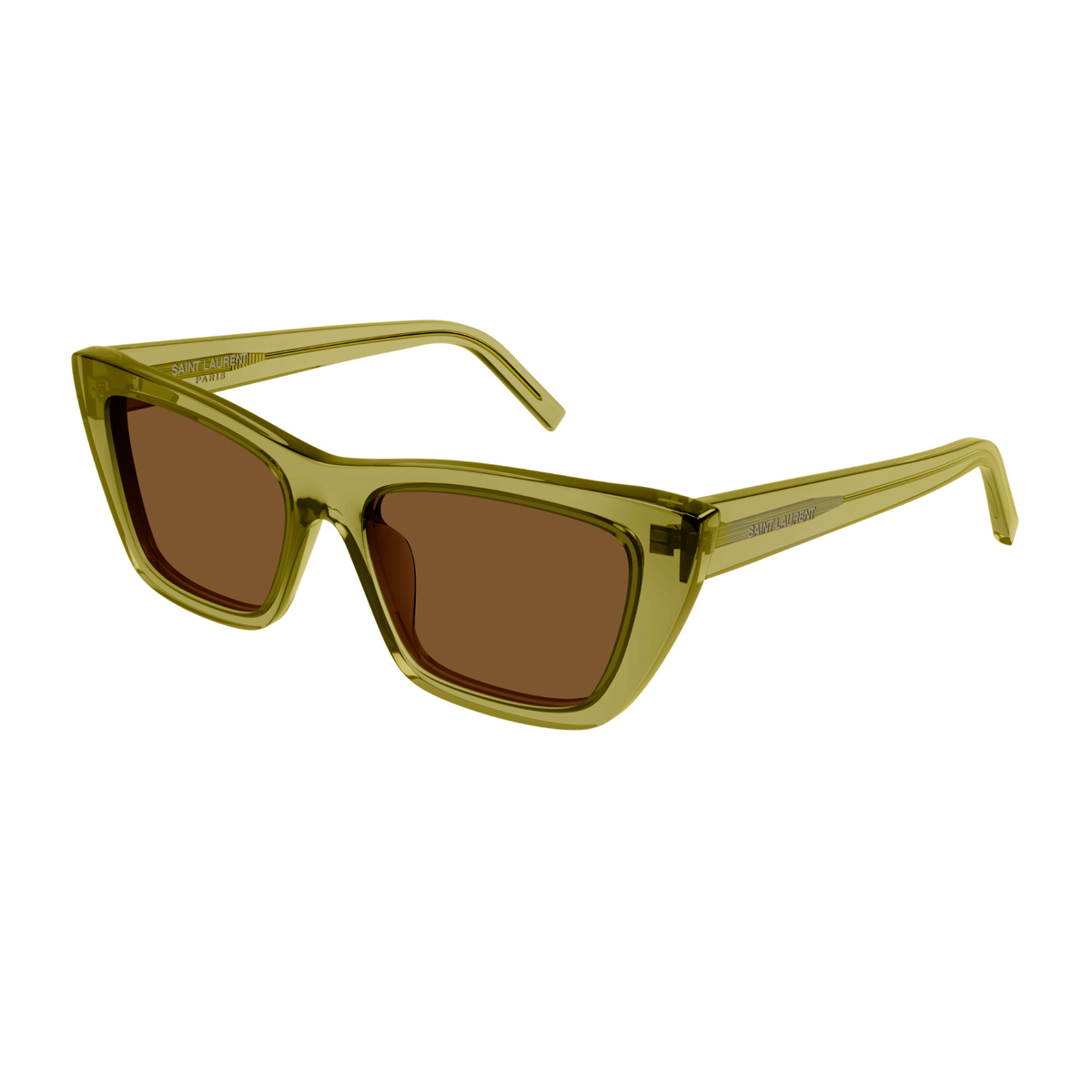Saint Laurent Women's Verde Sl 276 Mica Linea Logo 059 Green Brown Acetate Occhiali Da Sole