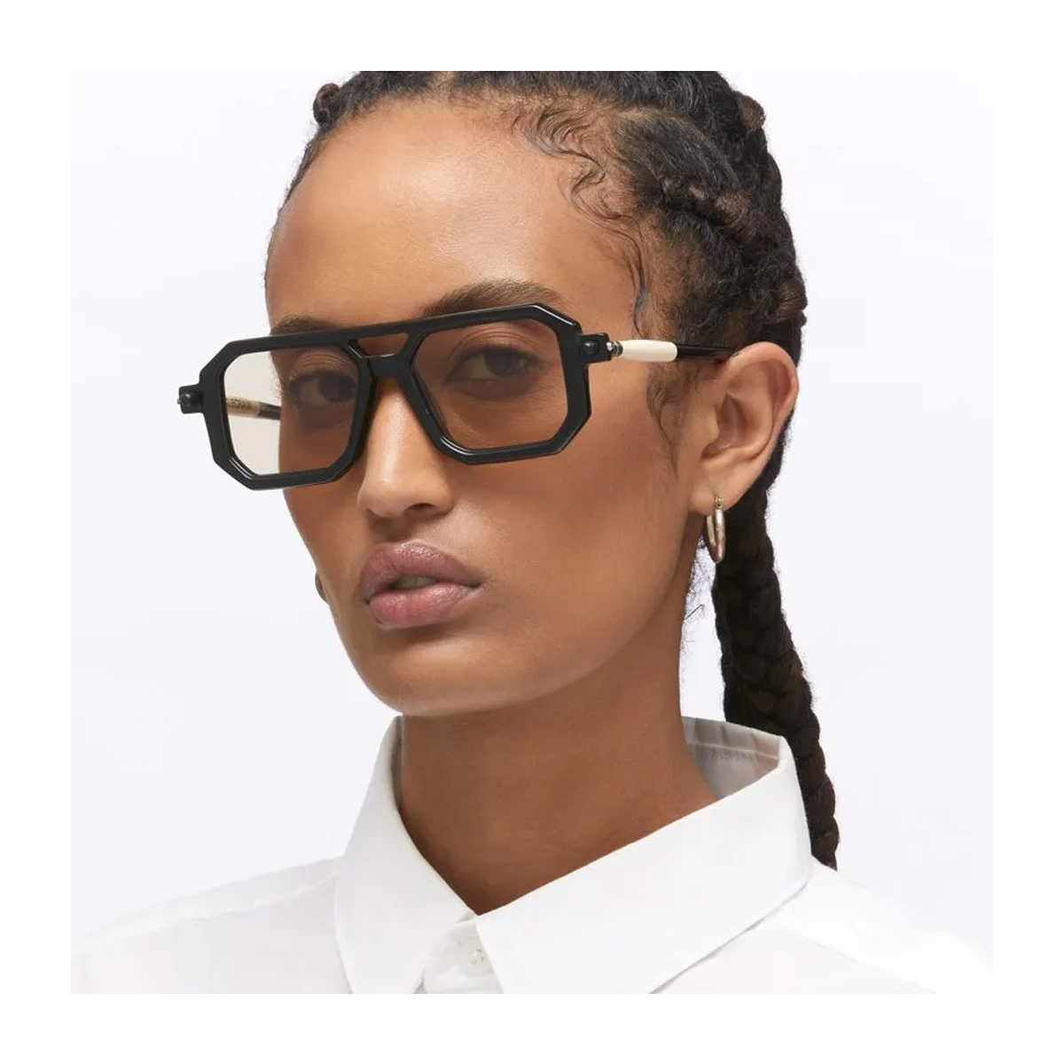 Kuboraum Unisex Nero Maske P8 Byb Black Shine- Ivory Acetate Occhiali Da Vista