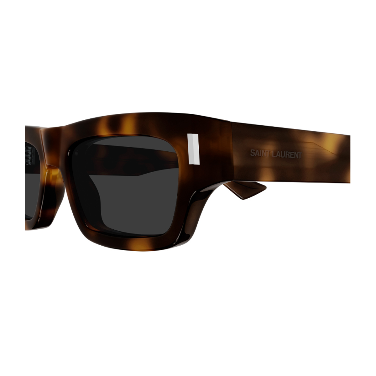 Saint Laurent Men's Havana Sl 837 Linea Corner Angle 002 Grey Recycled Acetate Occhiali Da Sole