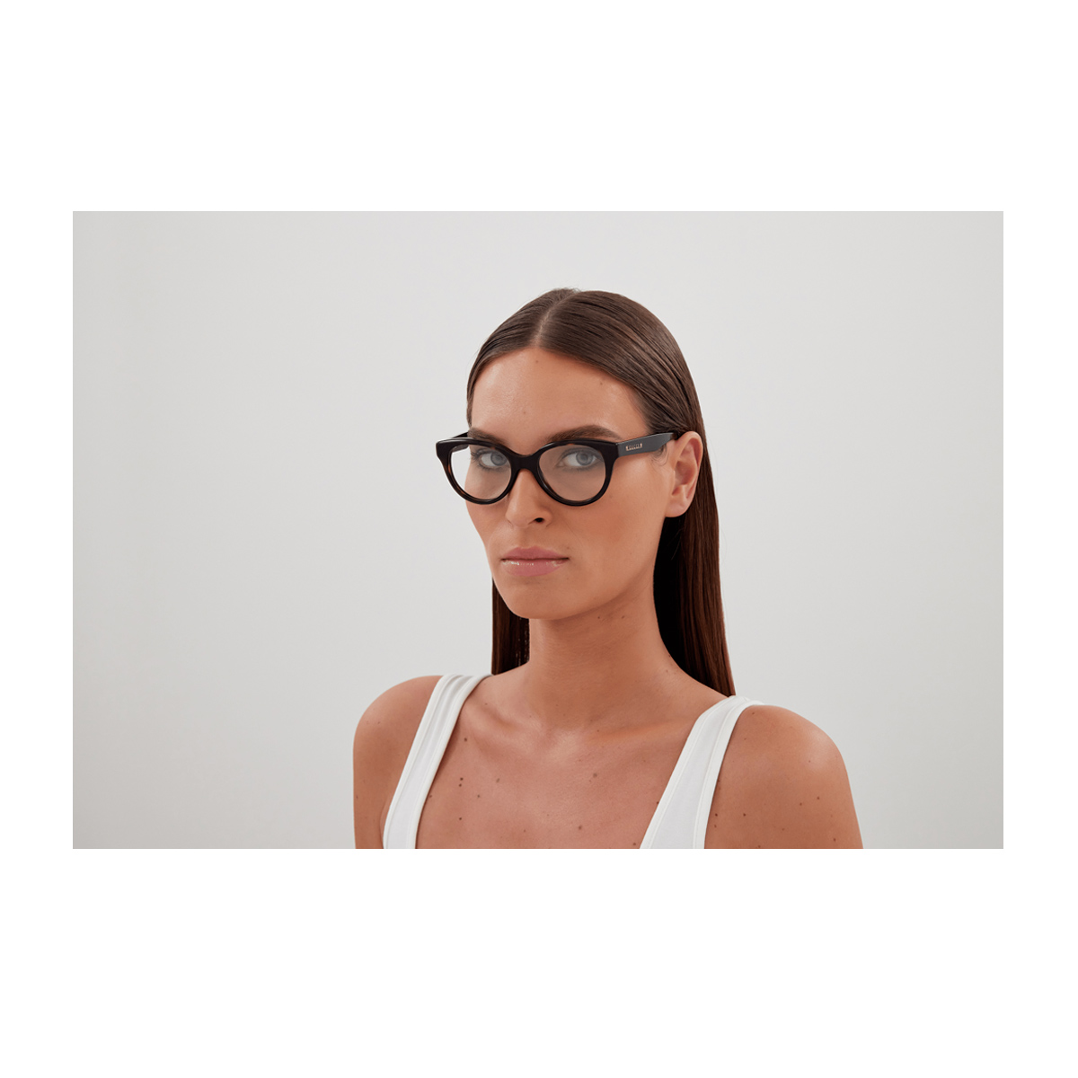 Gucci Women's Nero Gg1590o Linea Lettering 004 Acetate Occhiali Vista