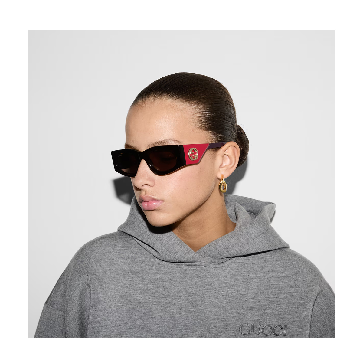 Gucci Women's Marrone Gg1664s Linea Gg Logo 004 Havana Violet Brown Acetate Occhiali Da Sole