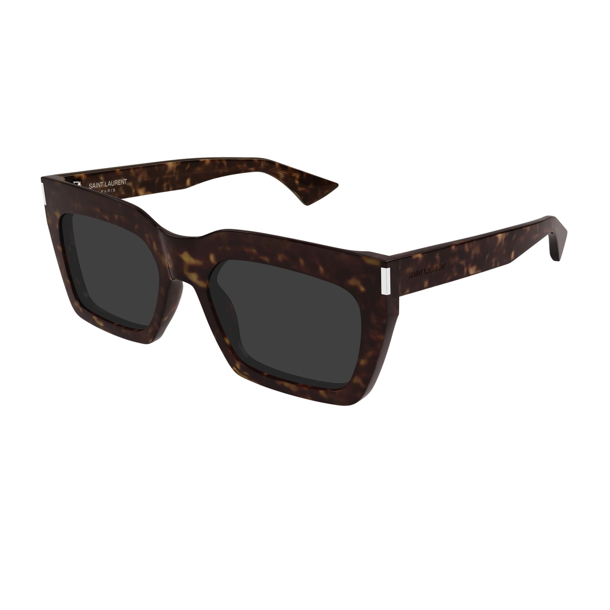 Saint Laurent Unisex Marrone Sl 810 Linea Corner Angle 002 Havana Crystal Grey Acetate Occhiali Da Sole