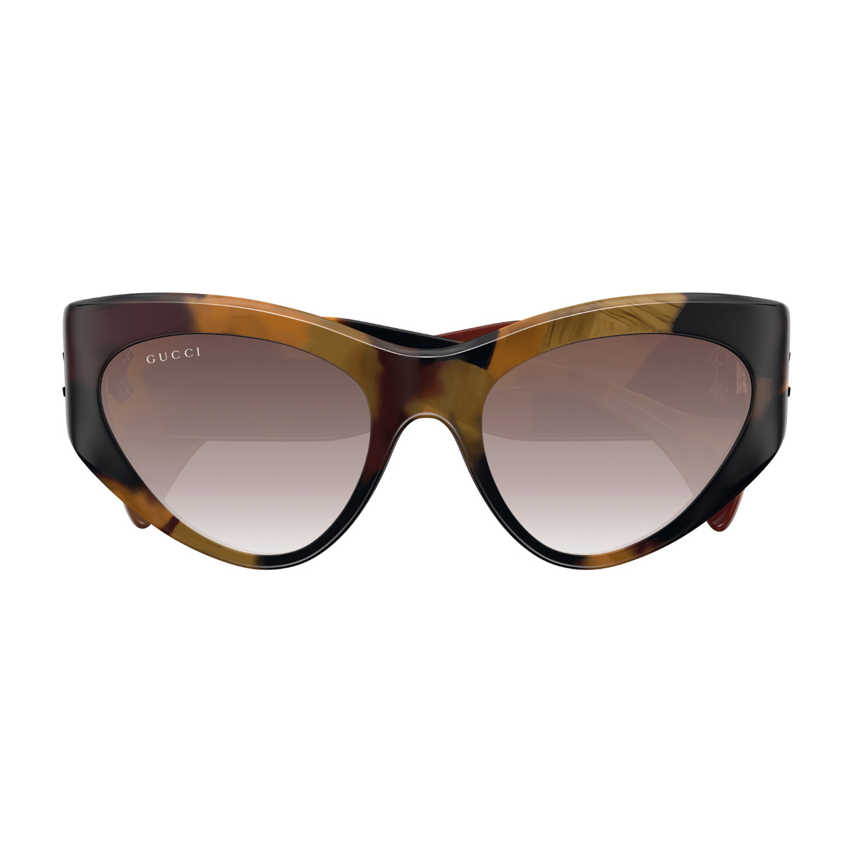Gucci Women's Marrone Gg1704s Linea Rivets 002 Havana Brown Acetate Occhiali Da Sole