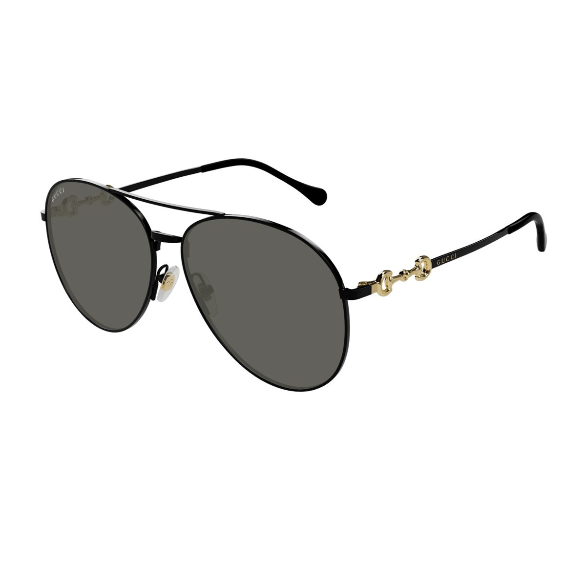 Gucci Women's Nero Gg1698s Linea Horsebit 001 Black Grey Metal Occhiali Da Sole