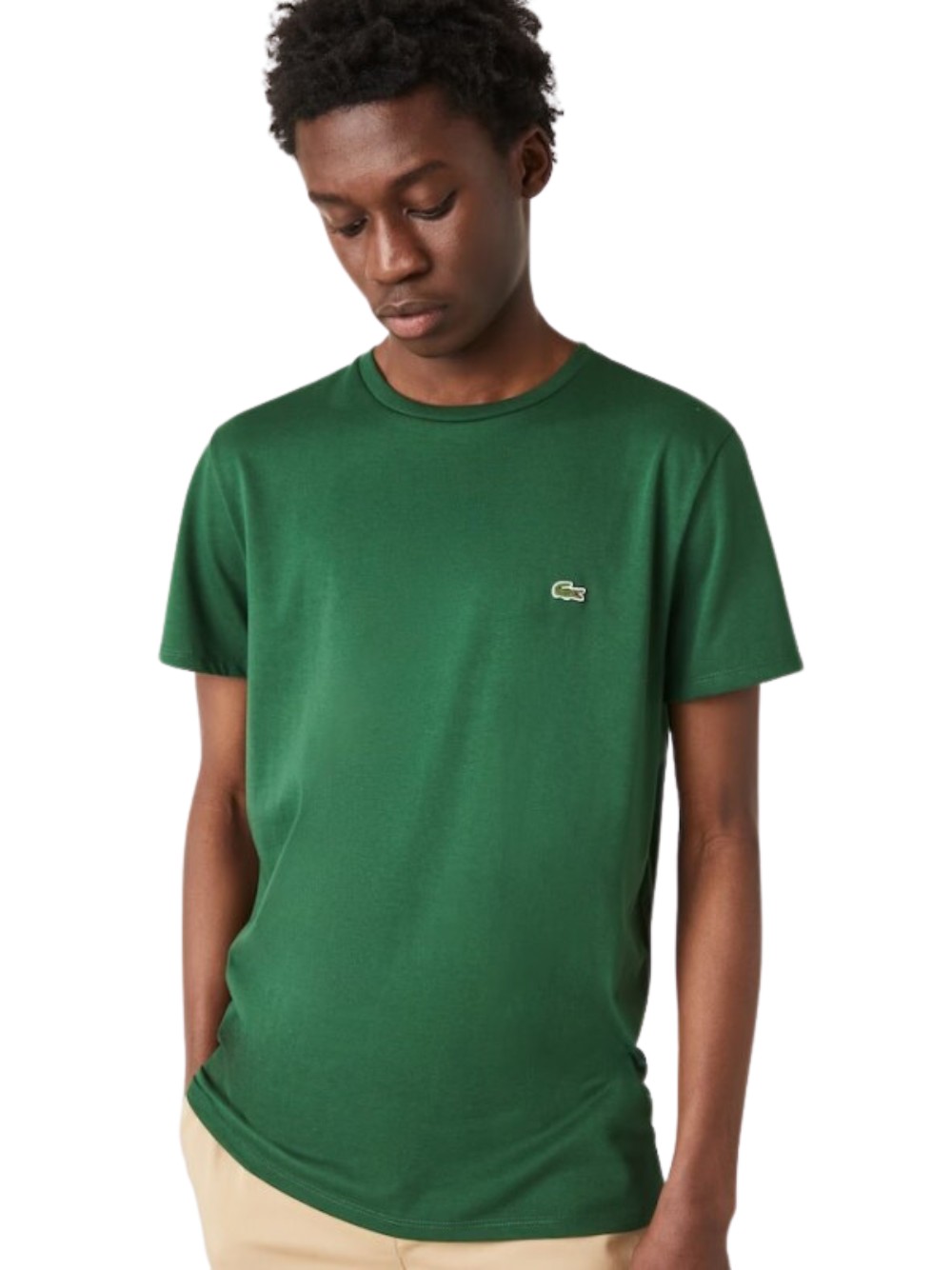 T-shirt Lacoste dal design comodo in cotone Pima di alta qualità colore Verde - Foto 3 di 4