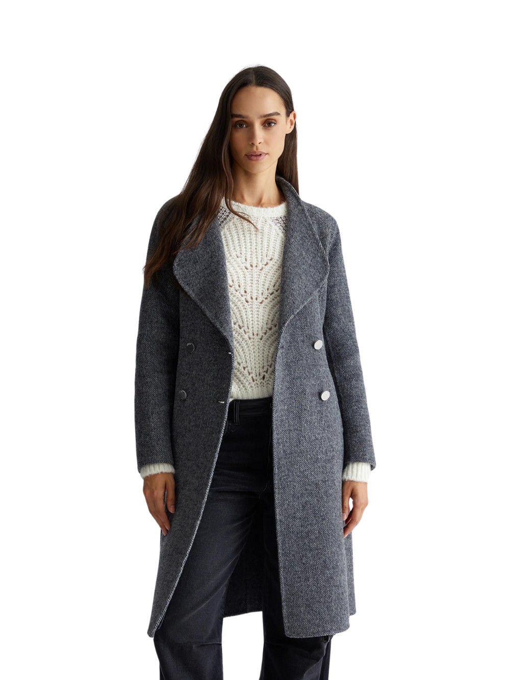 Cappotto Liu jo da donna, in lana, colore grigio, codice WF4060 T4627. - Imagen 3 de 4