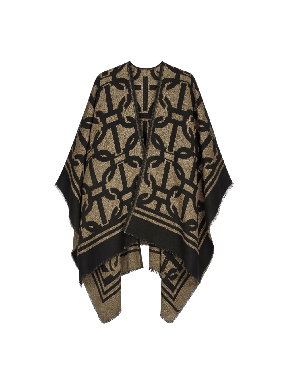 Damen Poncho Twinset Aus Jacquardstoff, Farbe Schwarz, Modell 252TA4370 ...