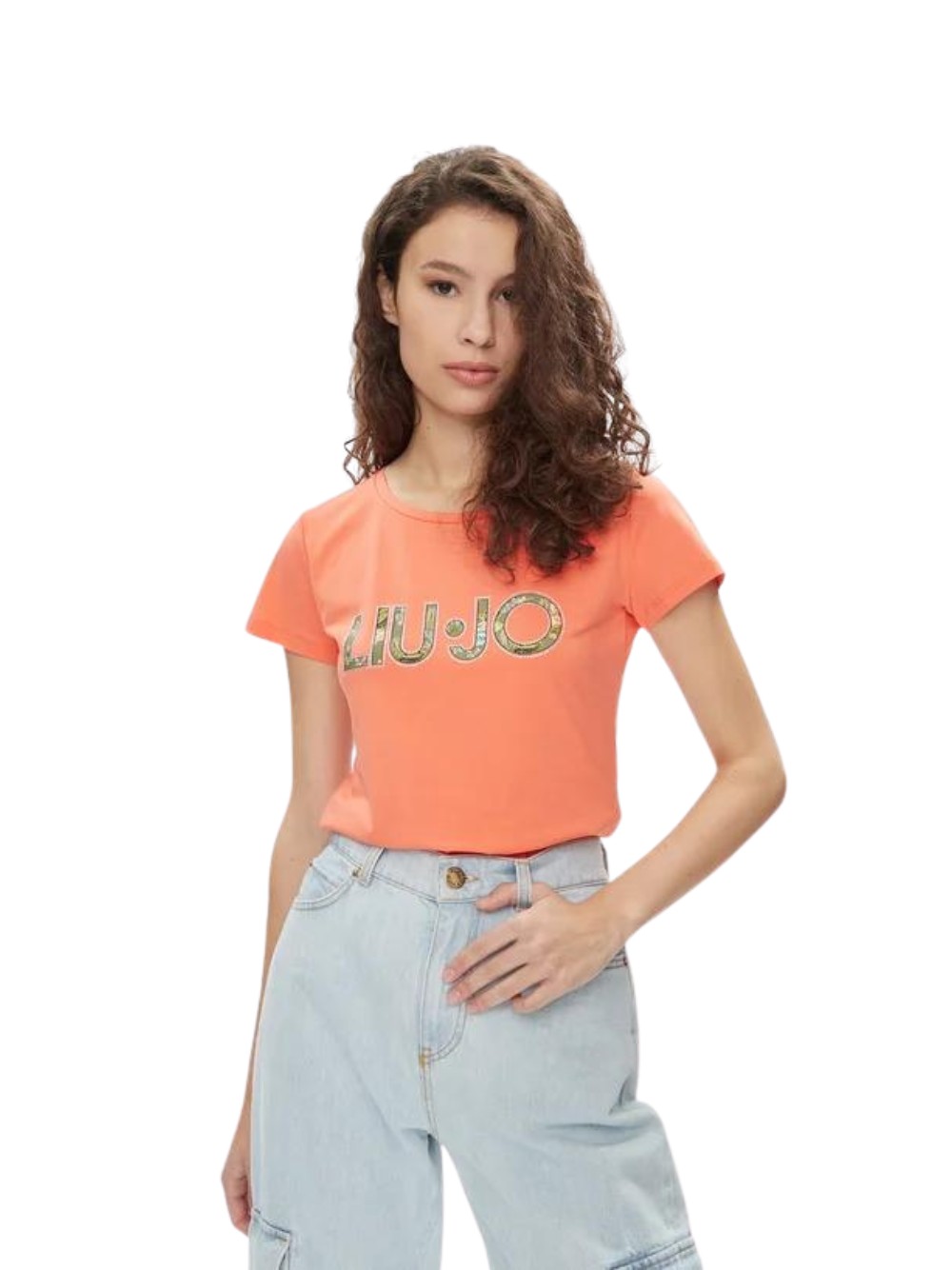 Футболка Liu Jo da donna a manica corta, цвет misto cotone, цвет arancione