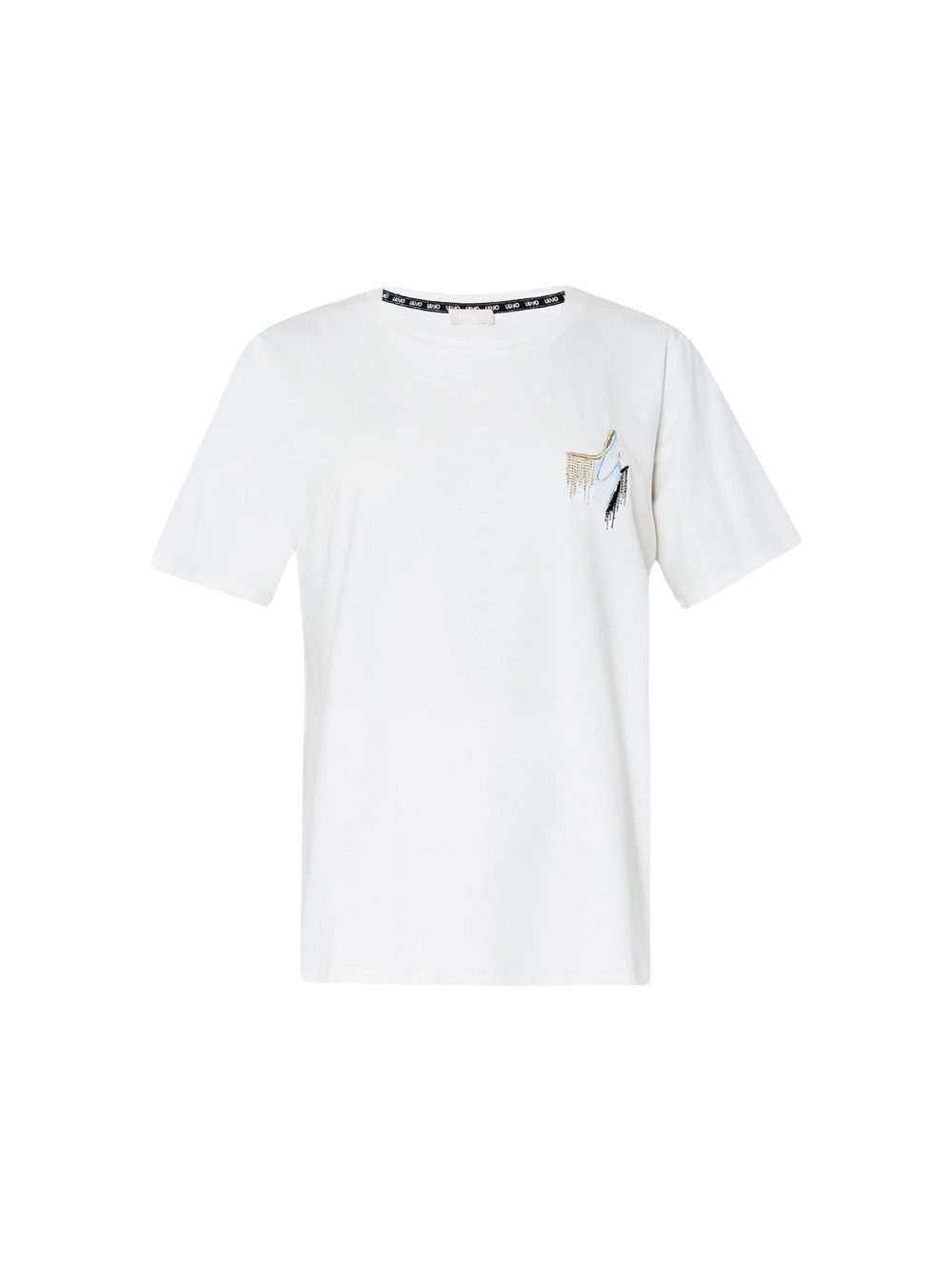 Футболка a maniche corte Liu jo da donna в misto cotone, цвет bianco avorio