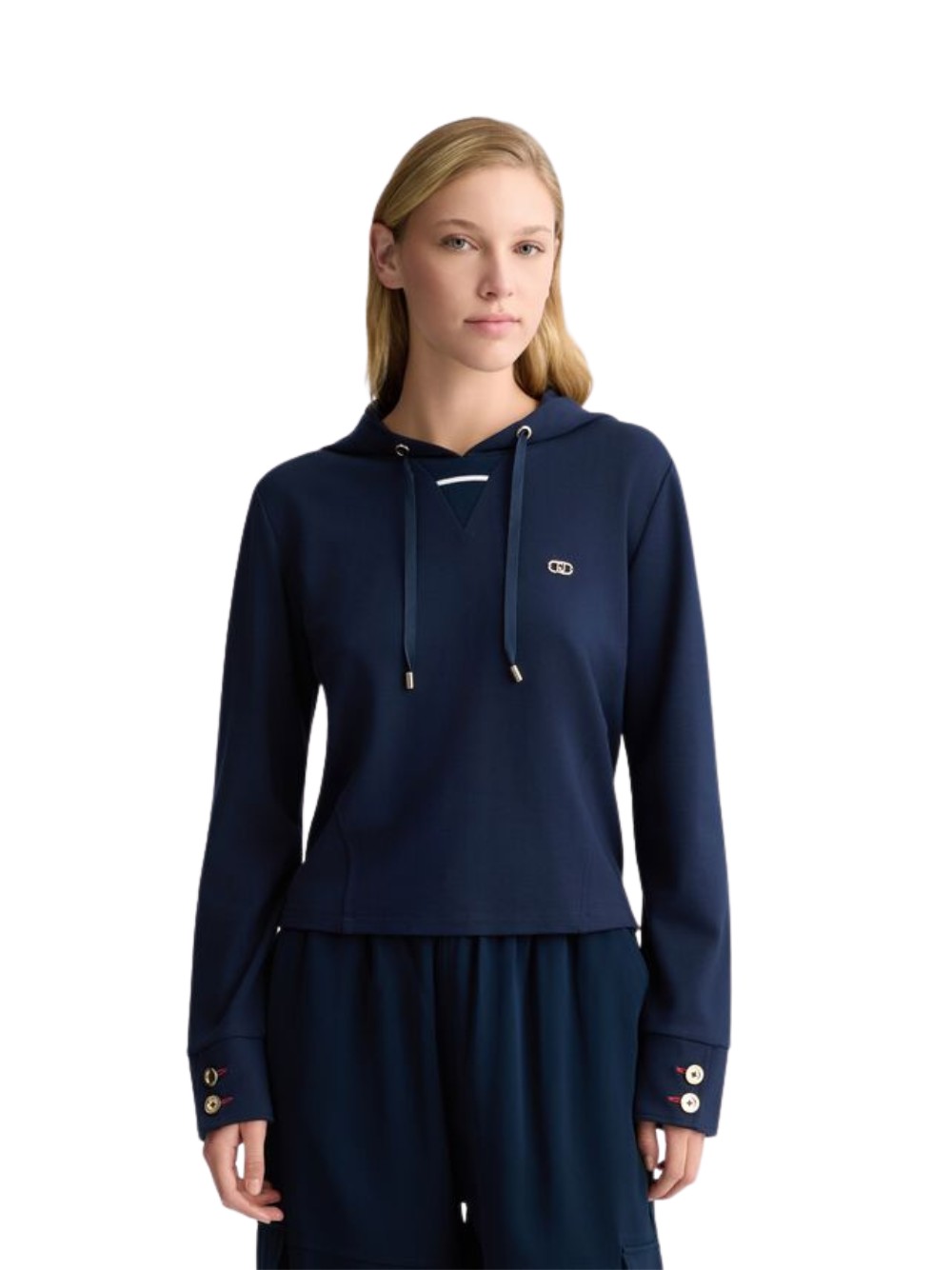 Felpa Liu Jo da donna, in viscosa, colore blu, codice TA5040 JS182. - Imagen 3 de 4