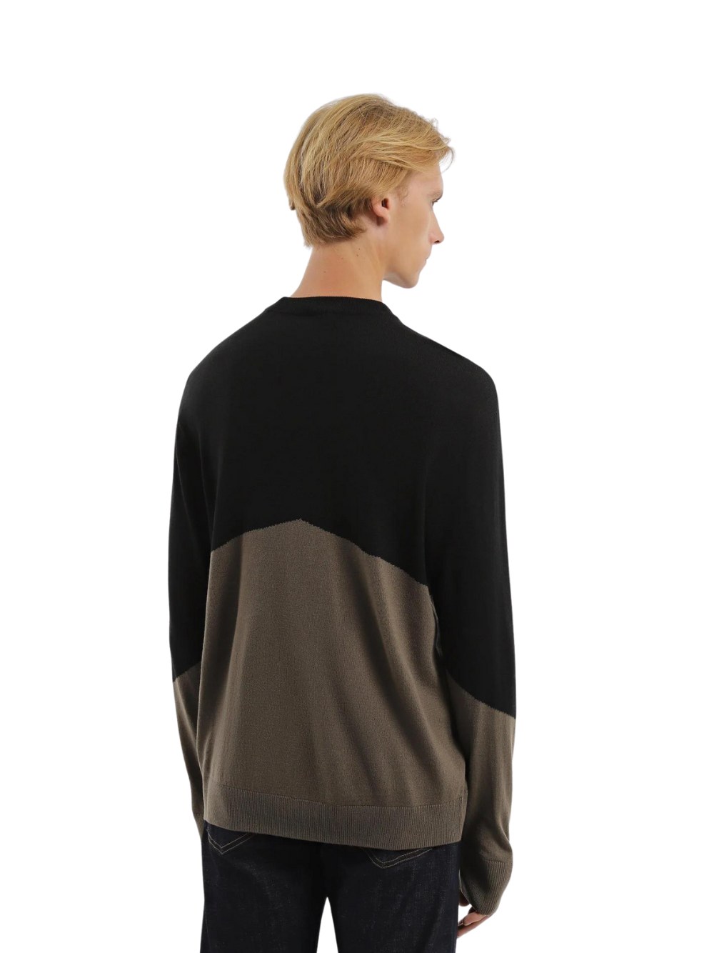 Pullover a girocollo Armani Exchange, in misto lana, da Uomo colore Nero e ma... - Foto 4 di 4