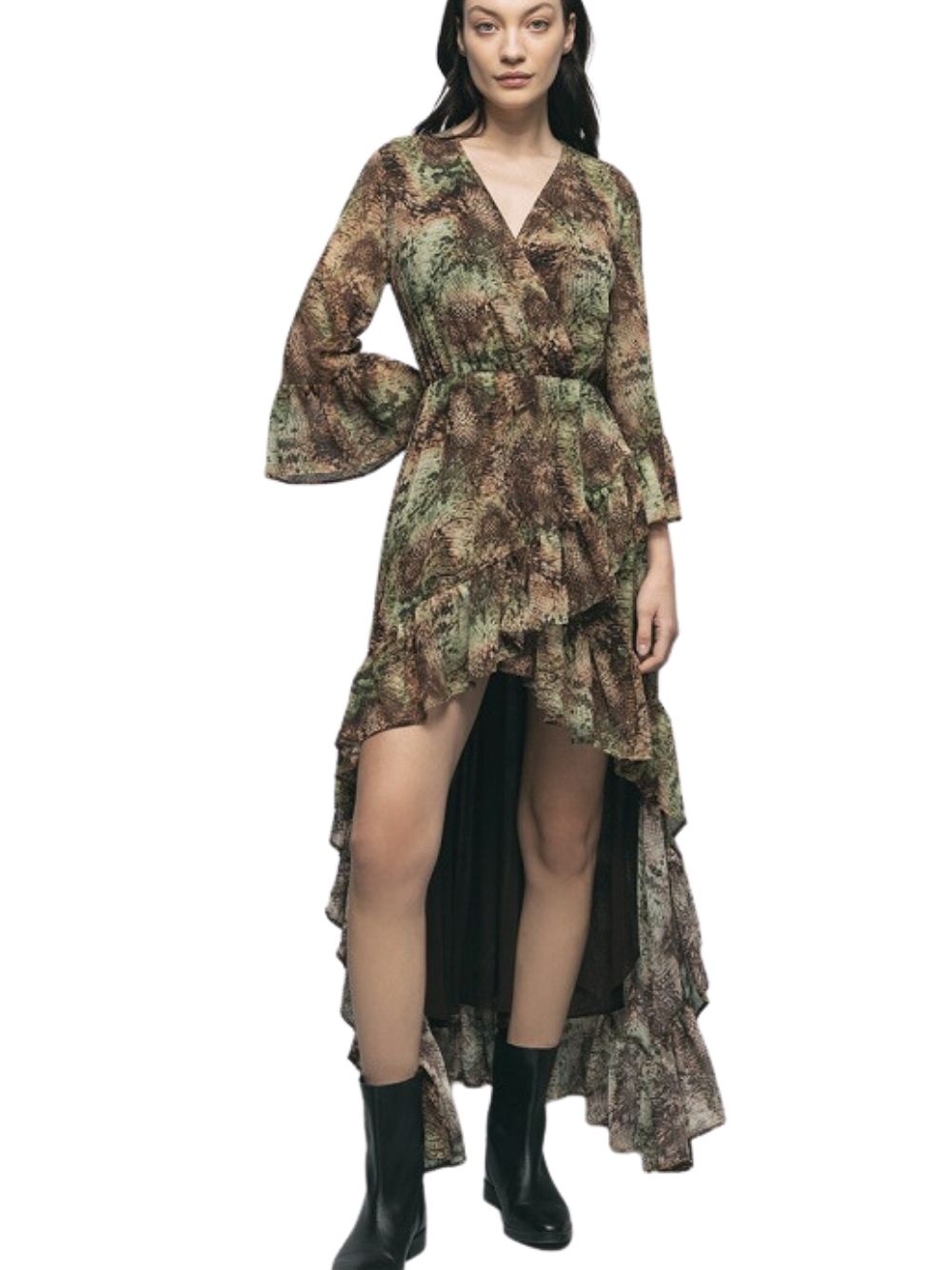 Abito lungo Gaelle da donna in georgette stampata colore Multicolor sabbia Mo... - Foto 2 di 2