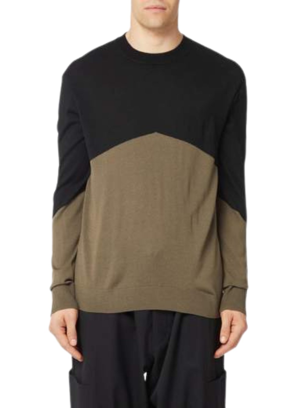Pullover a girocollo Armani Exchange, in misto lana, da Uomo colore Nero e ma... - Foto 3 di 4