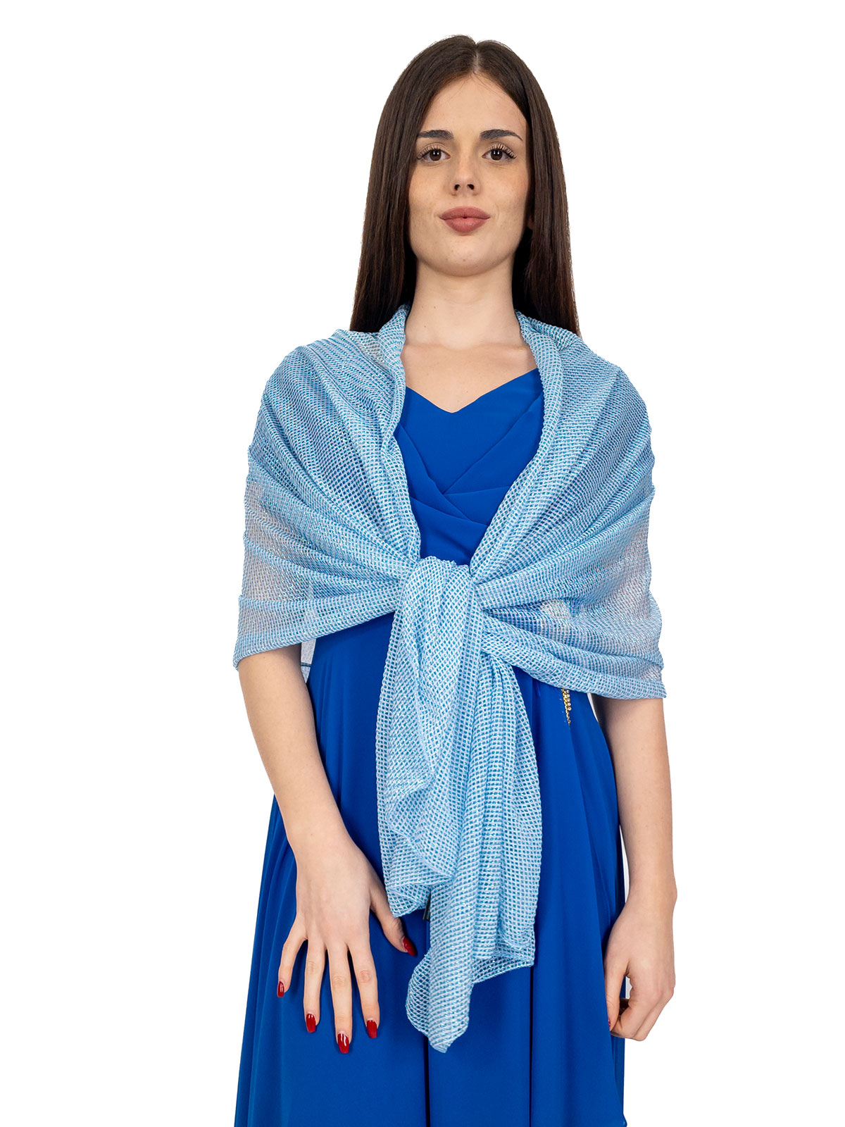 Stole Scialle Blu Elegante Abito Blu Stole Di Lana Eleganti