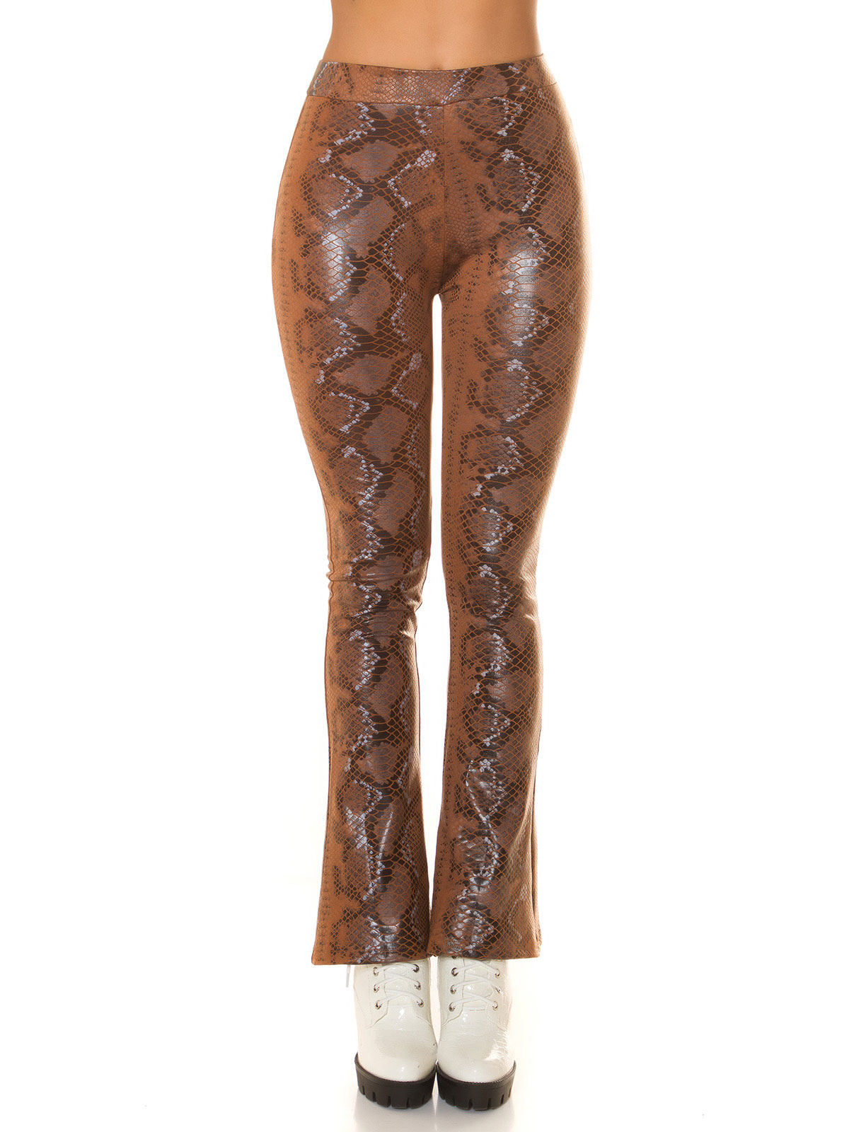 Willow Boutique High Rise Women's Flare Jeans - Stretchy Bootcut, Snake Print, Tummy Control, Comfort Fit - View #5