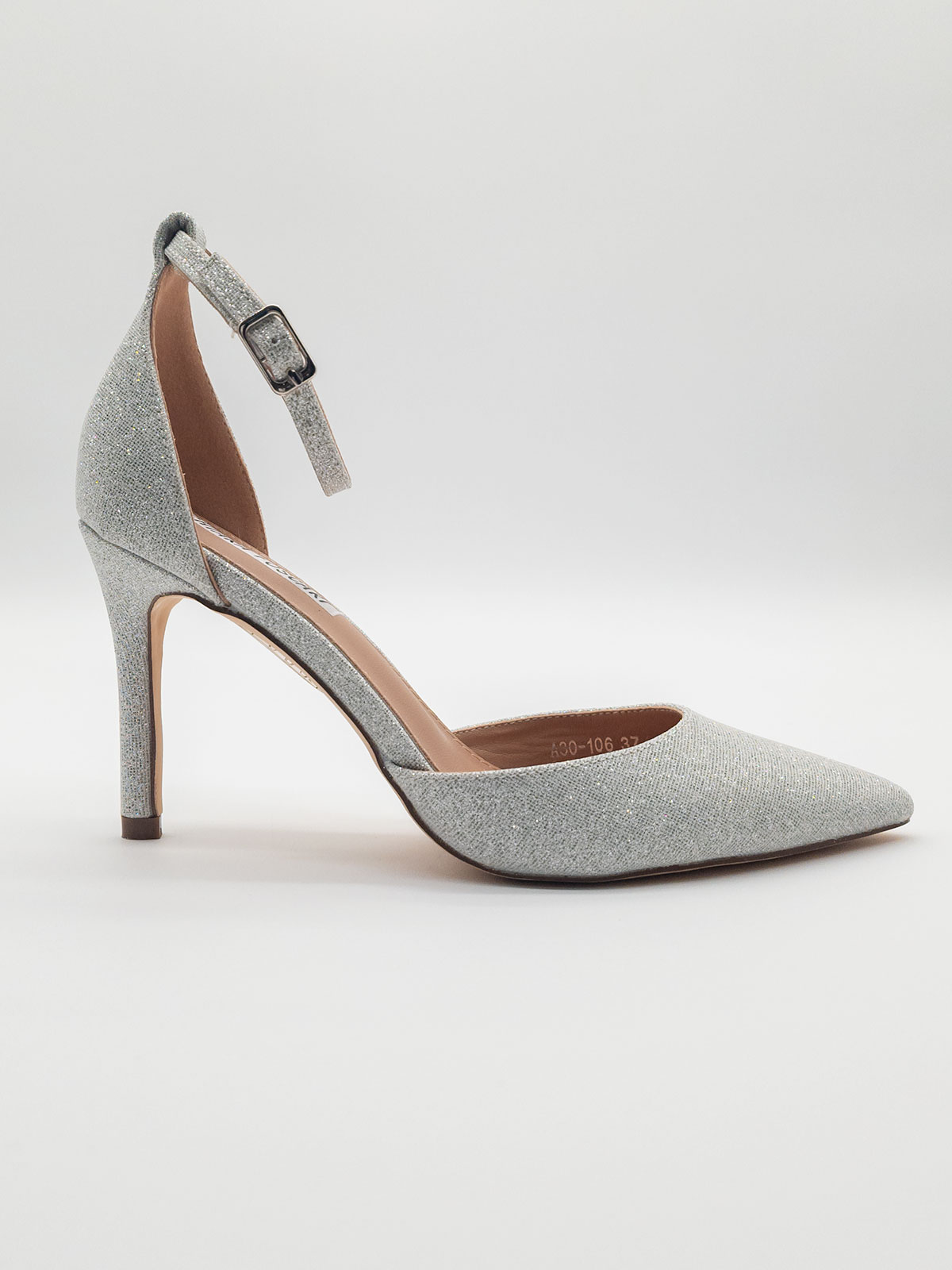 Argento Decollete Tacco Basso E Cinturino Décolleté Argento