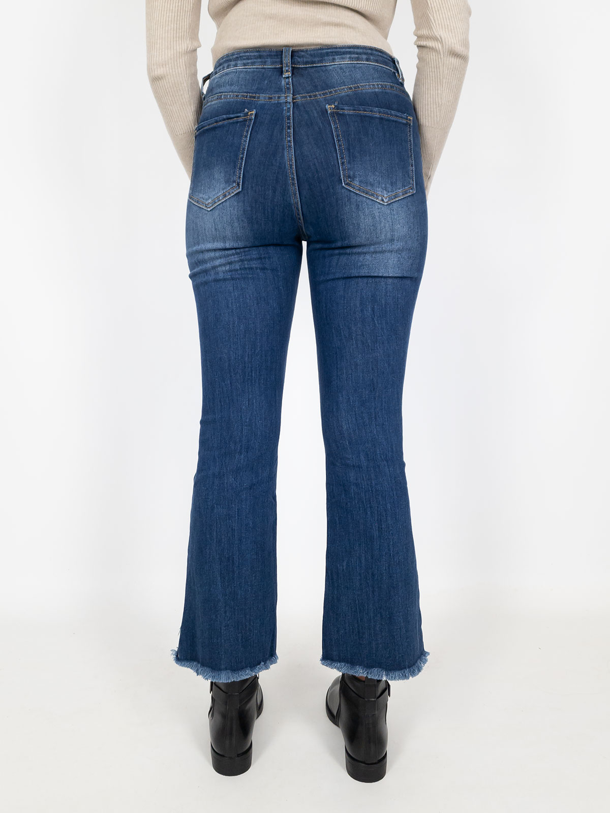 Pantaloni Jeans Cropped A Zampa Confort Pantalone Jeans