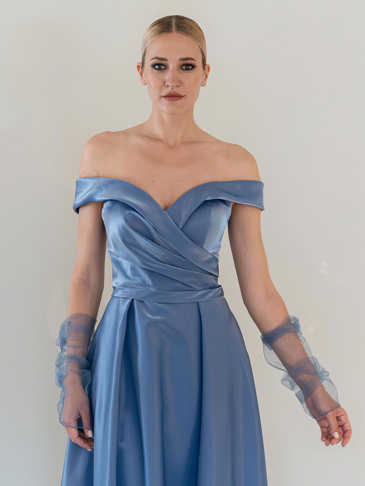 Make Up Accessori Per Vestito Azzurro Polvere Abito Lungo Da