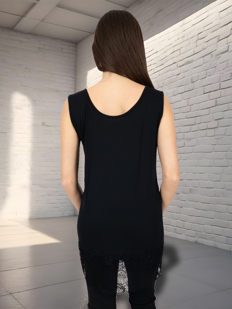 Top Canottiera Lunga Pizzo Canottiera Bianca Spalla Stretta In