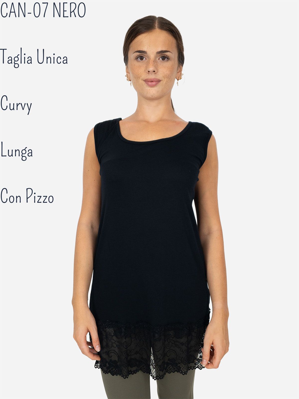 Canotta Lunga Pizzo COTONELLA Canotta Spalla Larga Pizzo Cotone