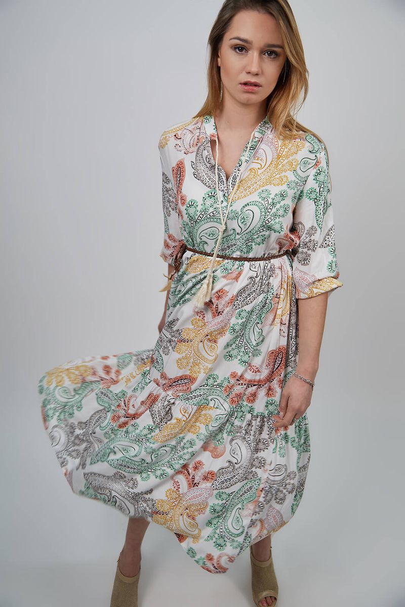 Enrico Coveri Store Vestito Lungo Fantasia Con Manica A 3/4 CC1825 Donna