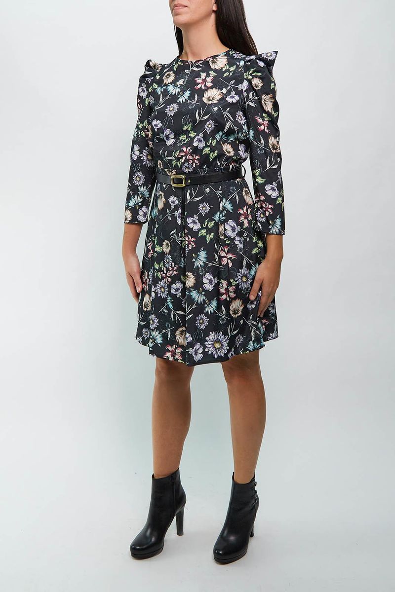Enrico Coveri Store Abito Volant E Fantasia Cc1761 Donna