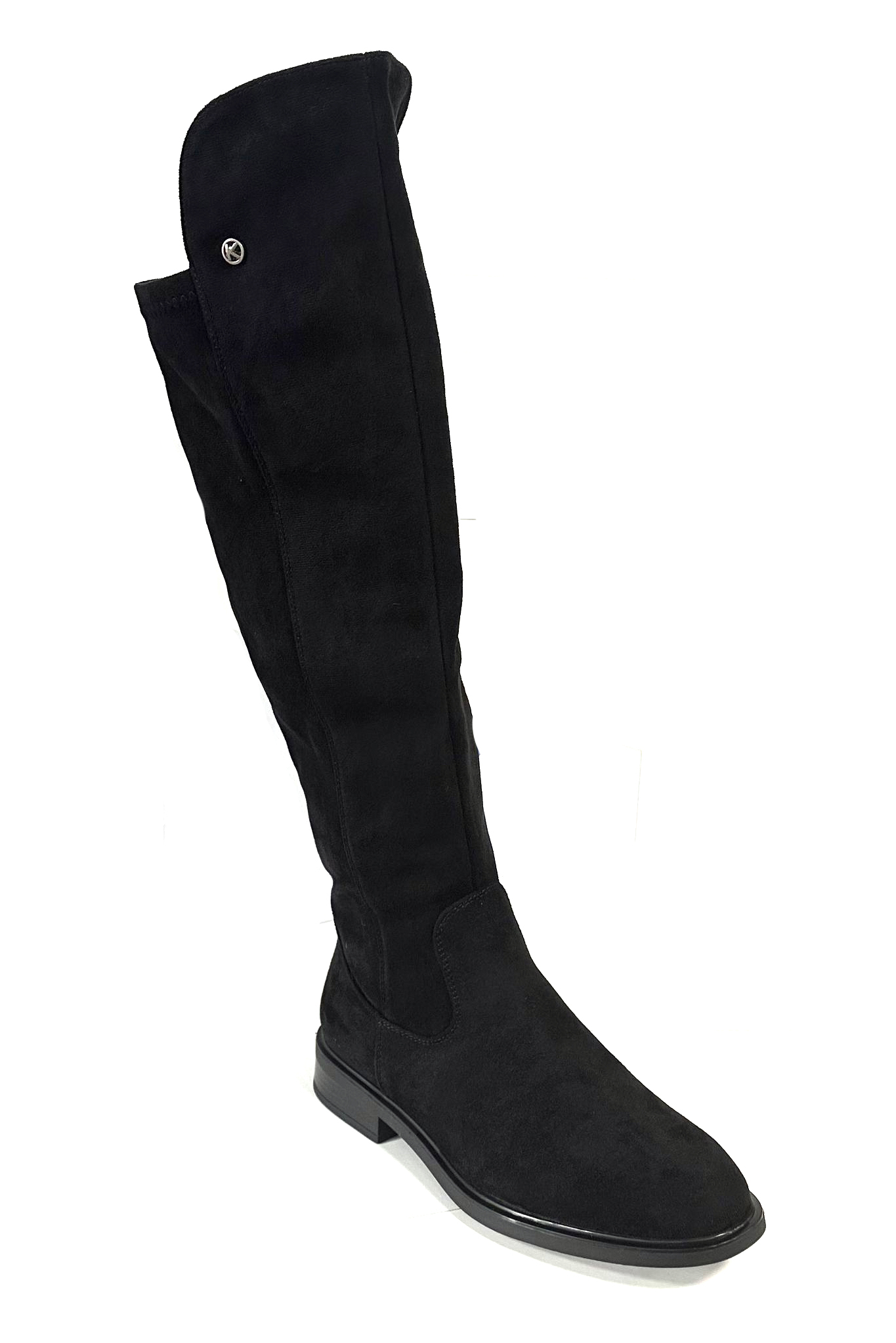 Keys stivali da donna scamosciati nero sopra al ginocchio tacco basso K11673 - Picture 3 of 4