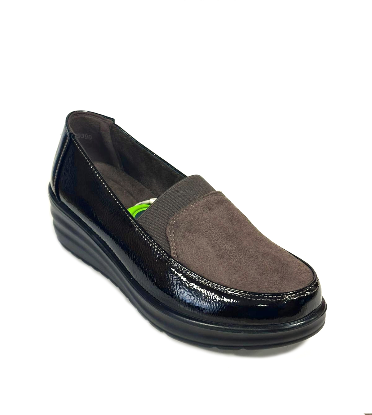 Amarpies scarpe da donna mocassini invernali con zeppa comode lucide marrone 39 - Picture 5 of 6