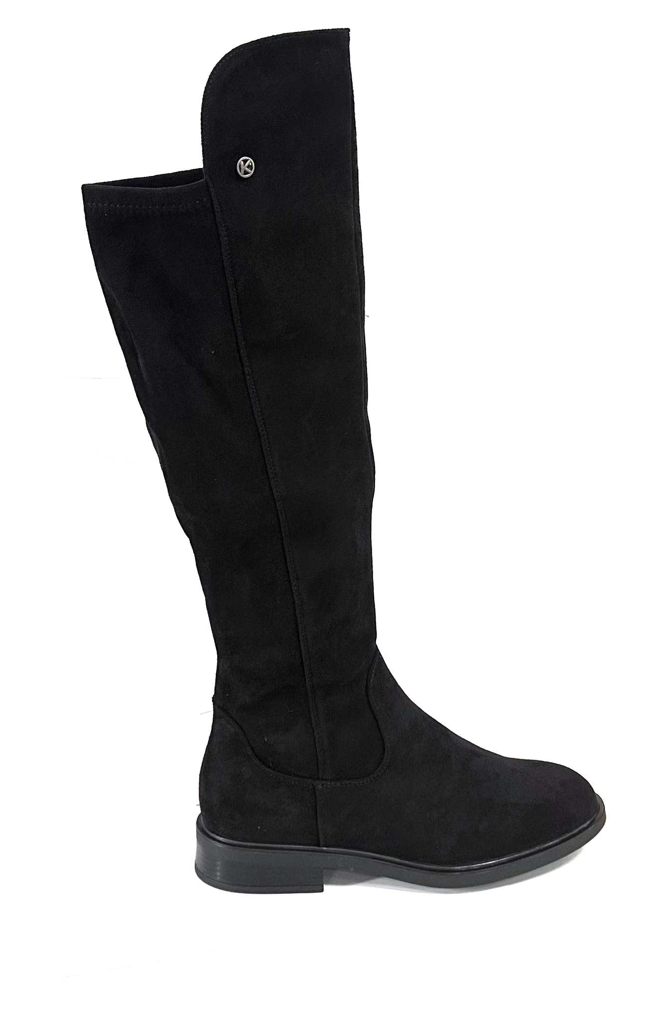 Keys stivali da donna scamosciati nero sopra al ginocchio tacco basso K11673 - Picture 2 of 4