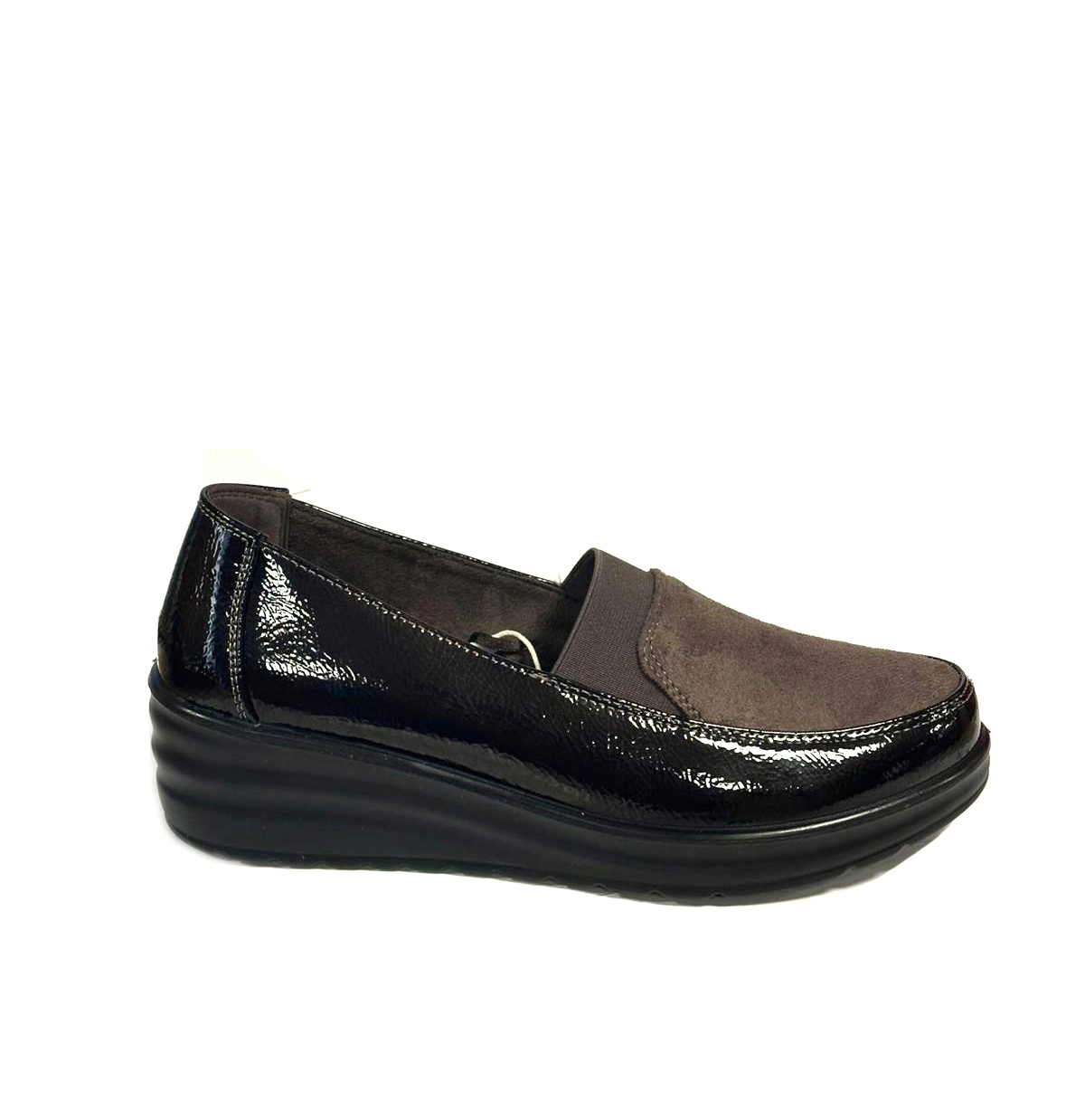 Amarpies scarpe da donna mocassini invernali con zeppa comode lucide marrone 39 - Picture 2 of 6