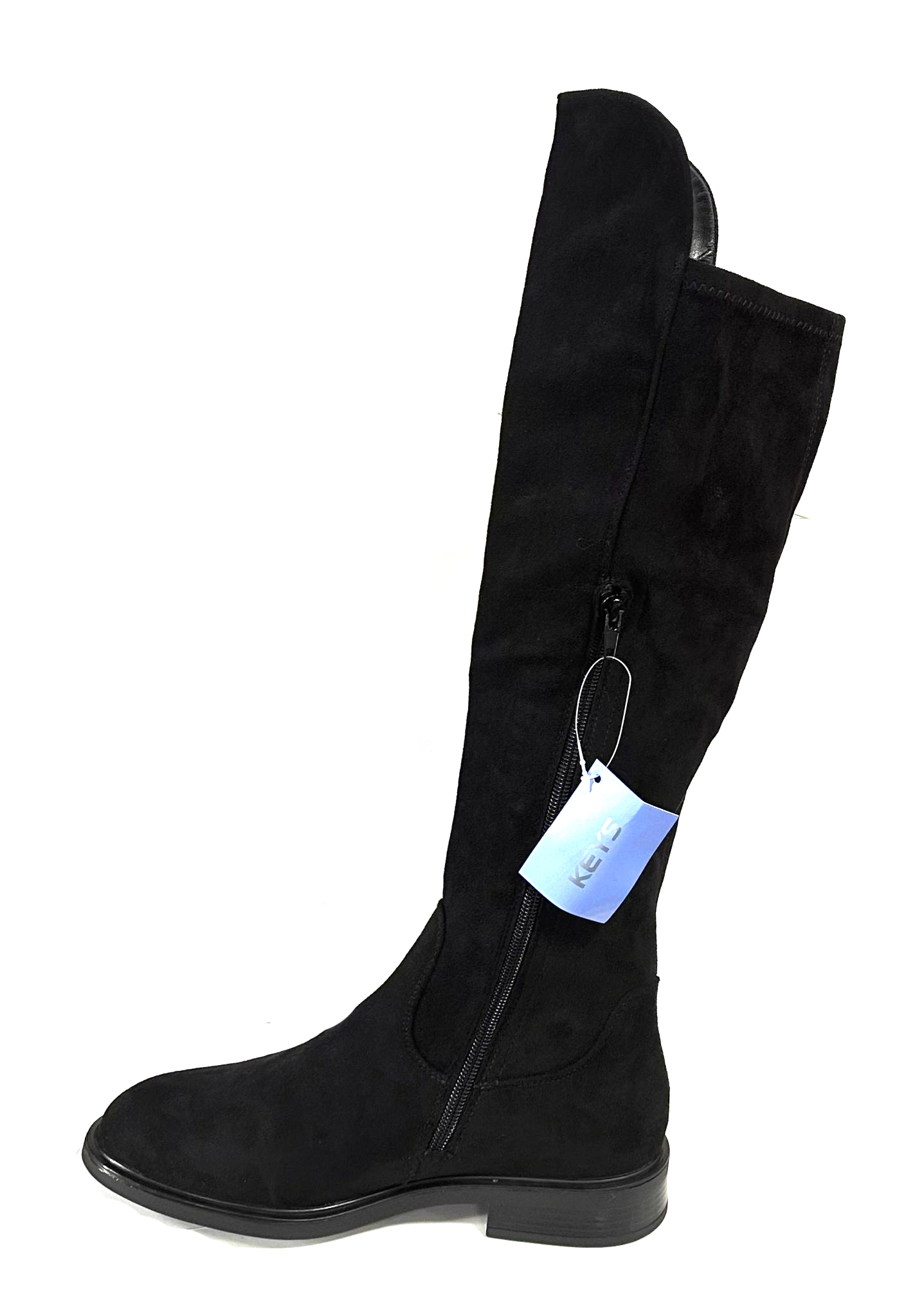 Keys stivali da donna scamosciati nero sopra al ginocchio tacco basso K11673 - Picture 4 of 4
