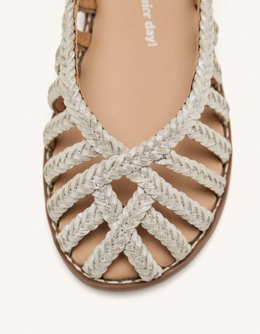 Gioseppe Simsbury sandali bambina ragnetto gabbia in pelle bassi comodi argento - Picture 4 of 6