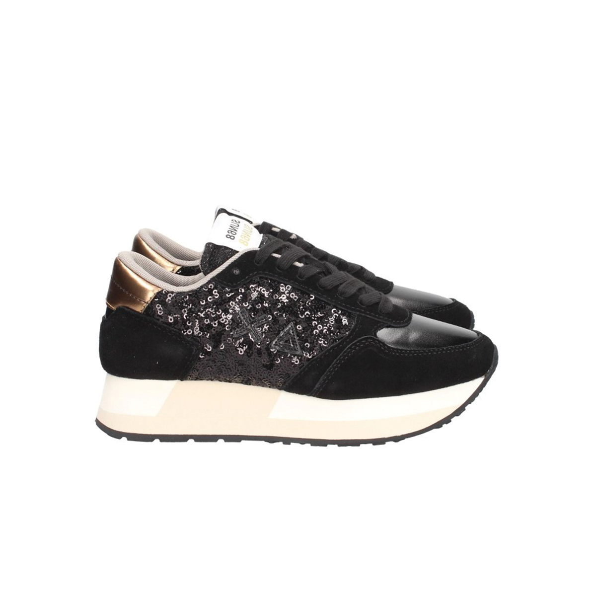 Sun68 Sneakers Con Zeppa Bianco Nero Donna