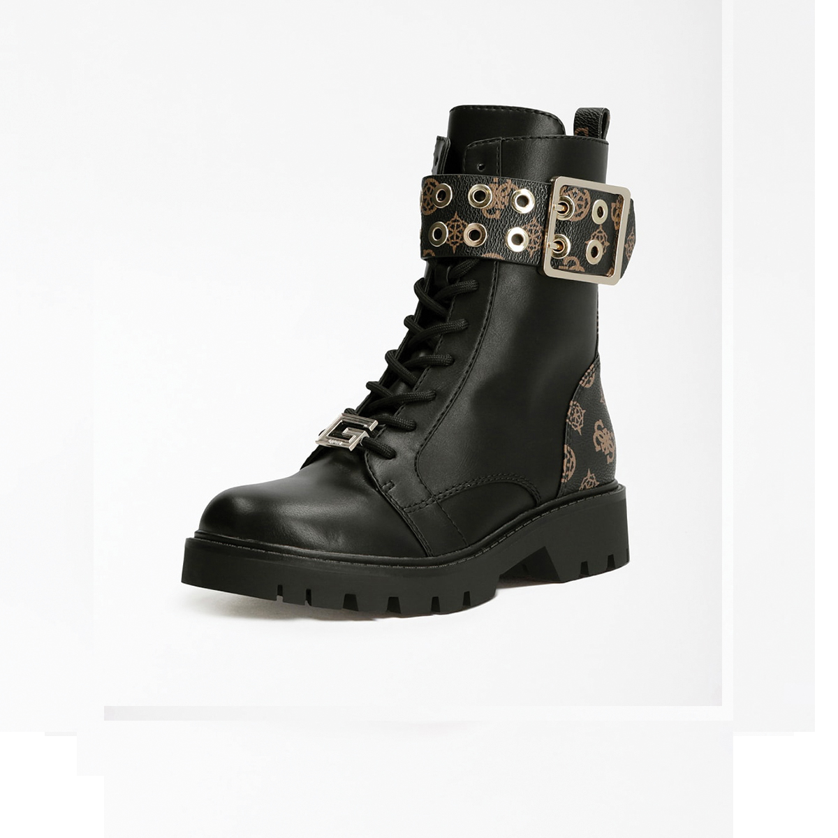 Guess Anfibi In Pelle Con Cinturino Marrone