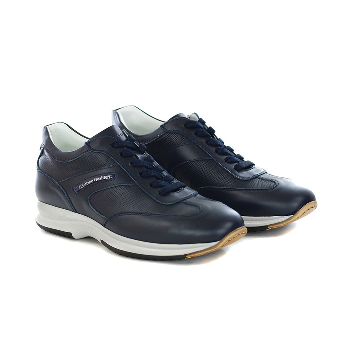 Sneakers in pelle nera con logo Cristiano Gualtieri