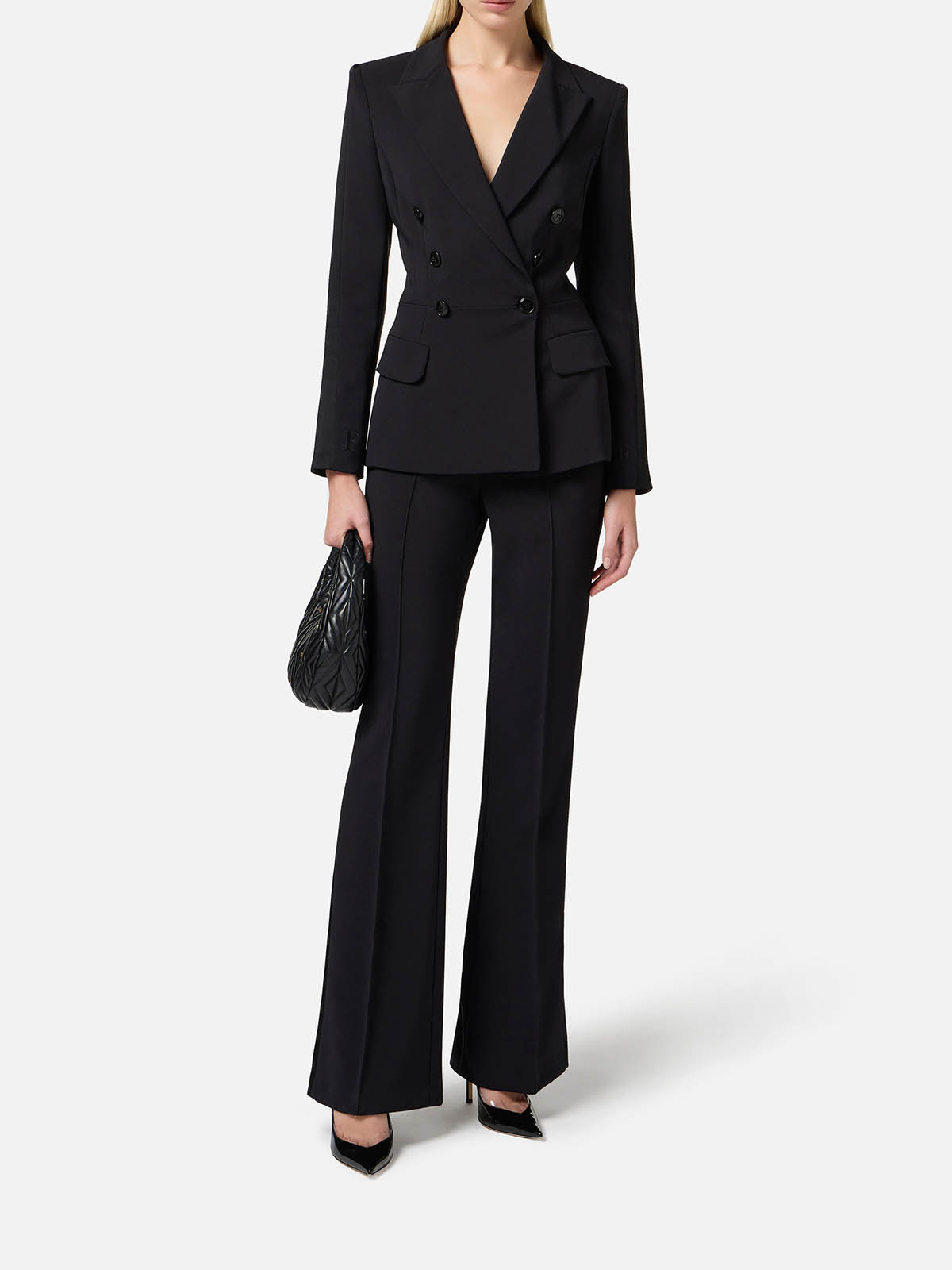 PA08251E2 Elisabetta Franchi Palazzo Pants In Crêpe With