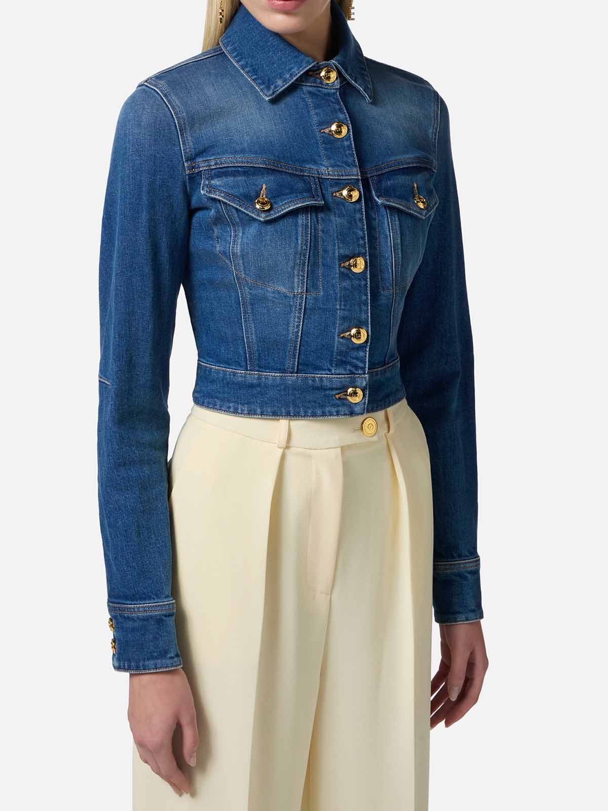 BJ37I51E2 Elisabetta Franchi Cropped Denim Jacket