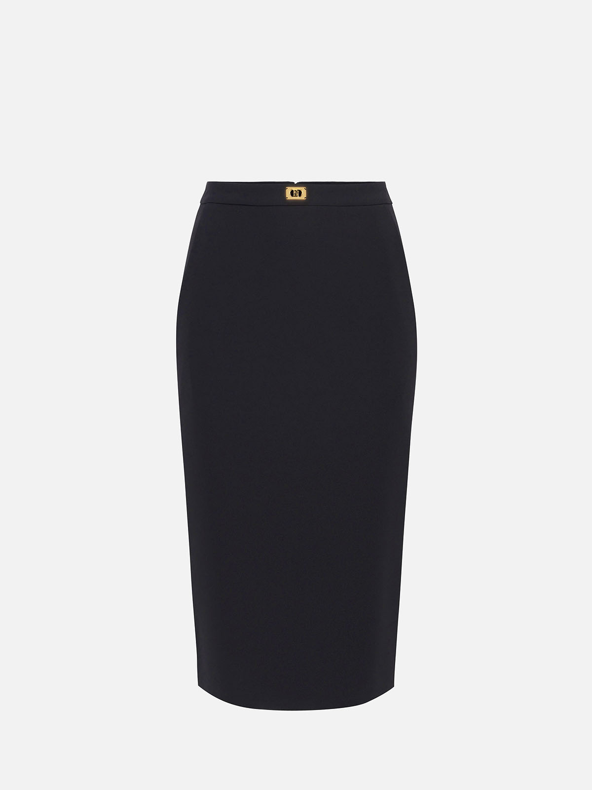 スカート ELISABETTA FRANCHI Longuette skirt Black GO09951E2 GO09951E2 Elisabetta Franchi Crêpe Skirt With Satin Bands