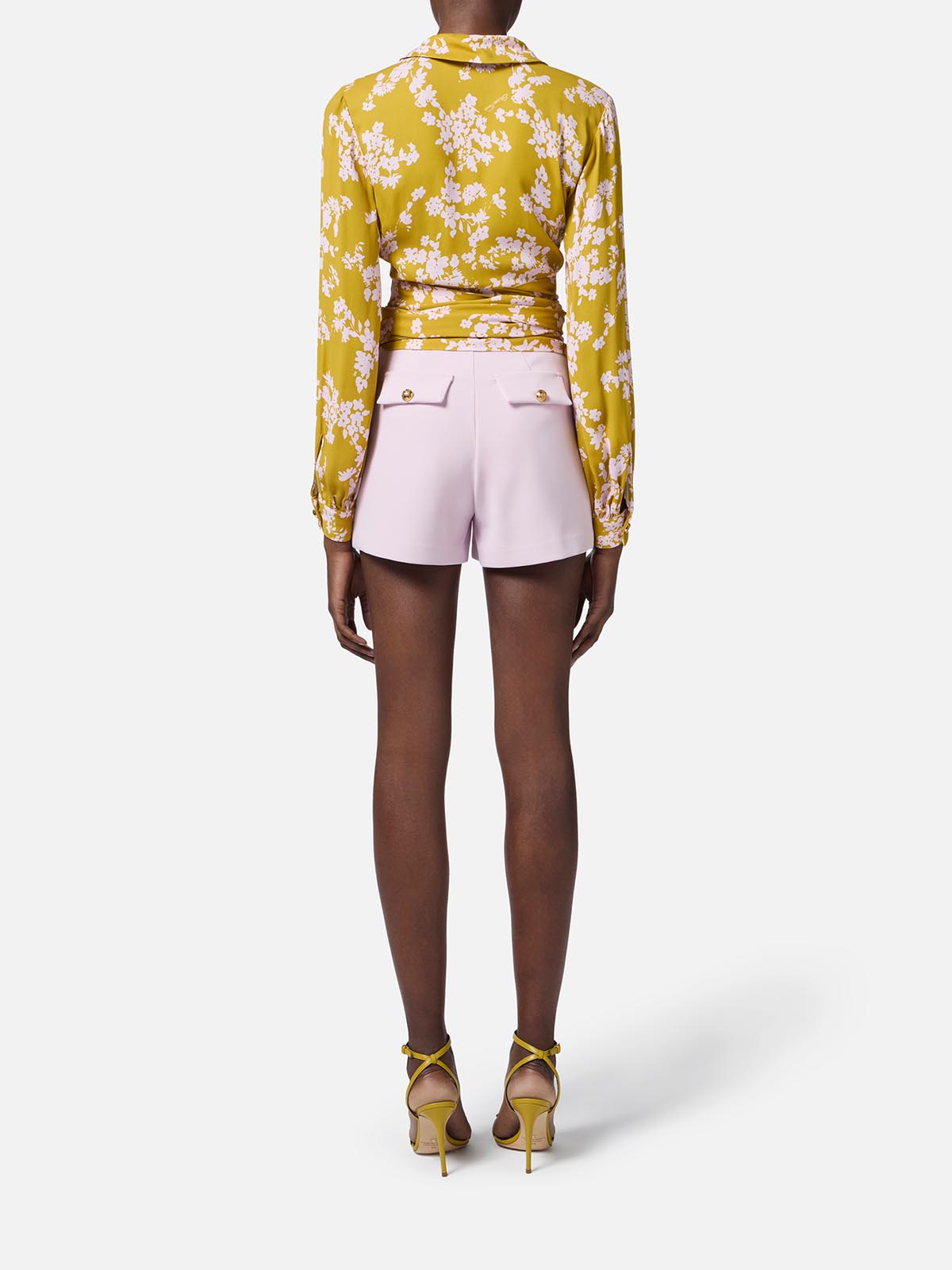 SH00751E2 Elisabetta Franchi Crêpe Shorts With Clamp And Flaps